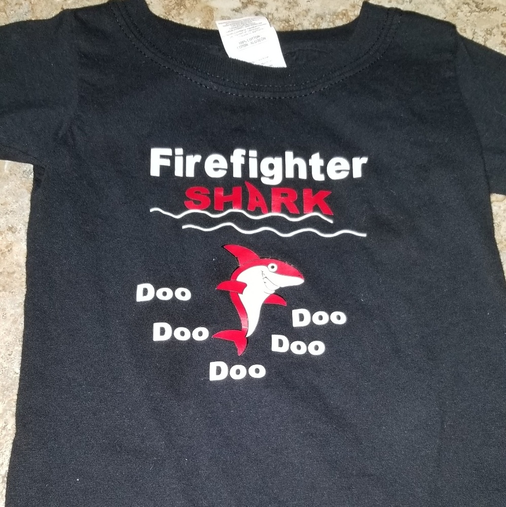 Baby Fire Fighter shark tshirt